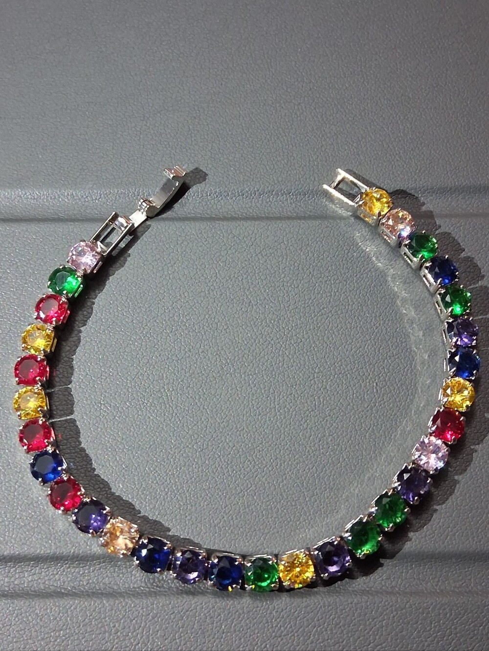 Multicolor Silver Tennis Bracelet